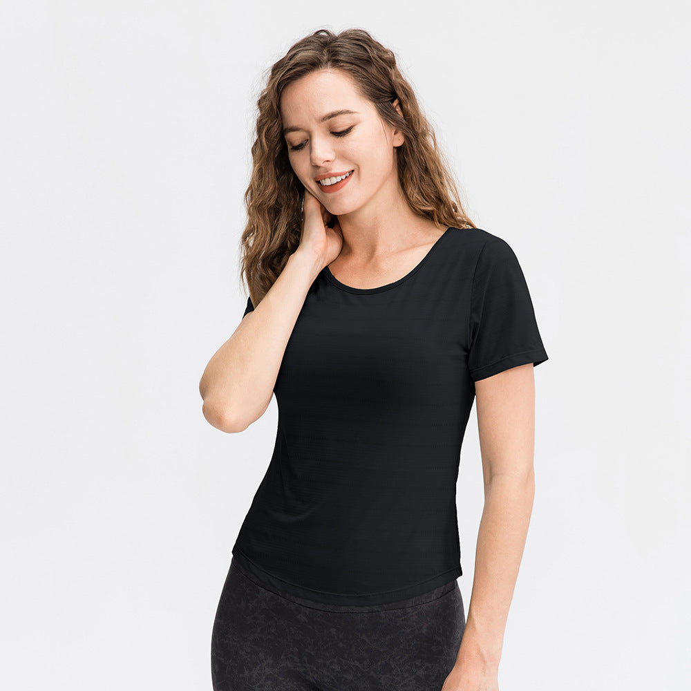 Breathable Cutout Curved Hem Tee Shirt