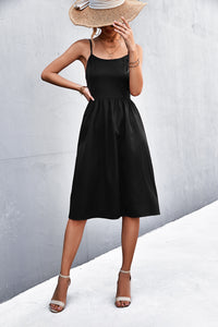 Adjustable Spaghetti Strap Knee-Length Dress