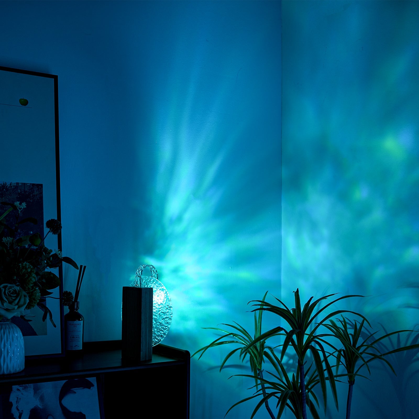 Ocean Wave Night Light Projector with Wood Base-1