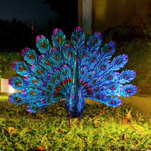 Alpine Lawn Art Peacock Blue Metallic Statue Indoor/Outdoor-6
