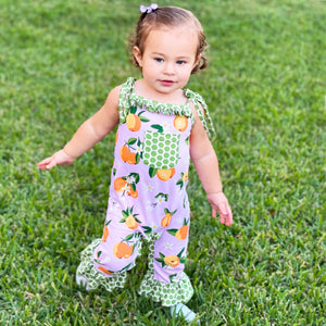 Boutique Pink Pretty as a Peach Baby/Toddler Girls Spring Romper