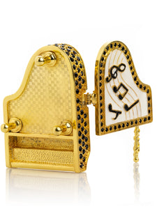 Golden White Piano with Black Crystals-7