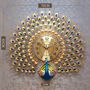 Peacock wall clock European living room creative clock - 99FAB