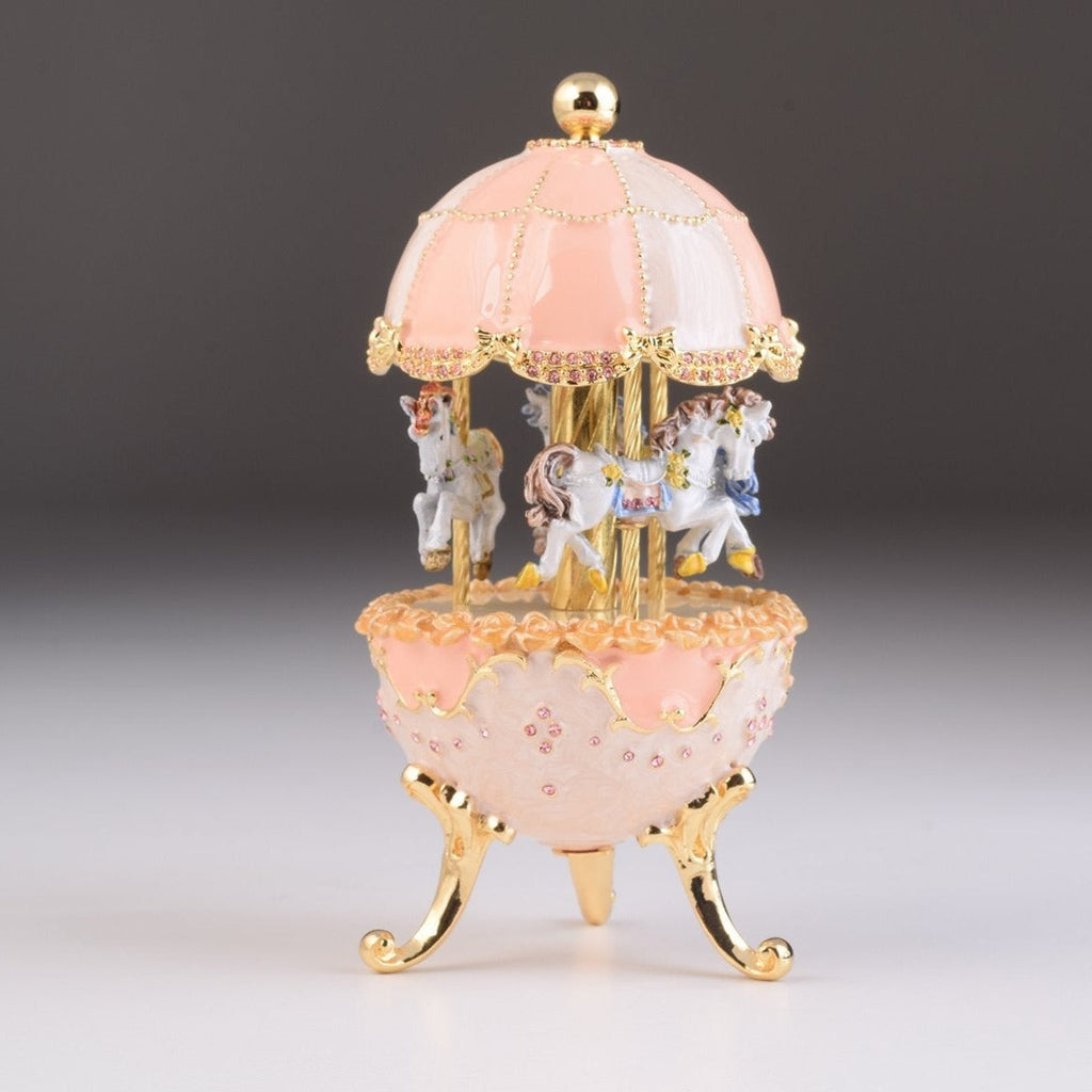 Pink Wind up Carousel Faberge Egg-0