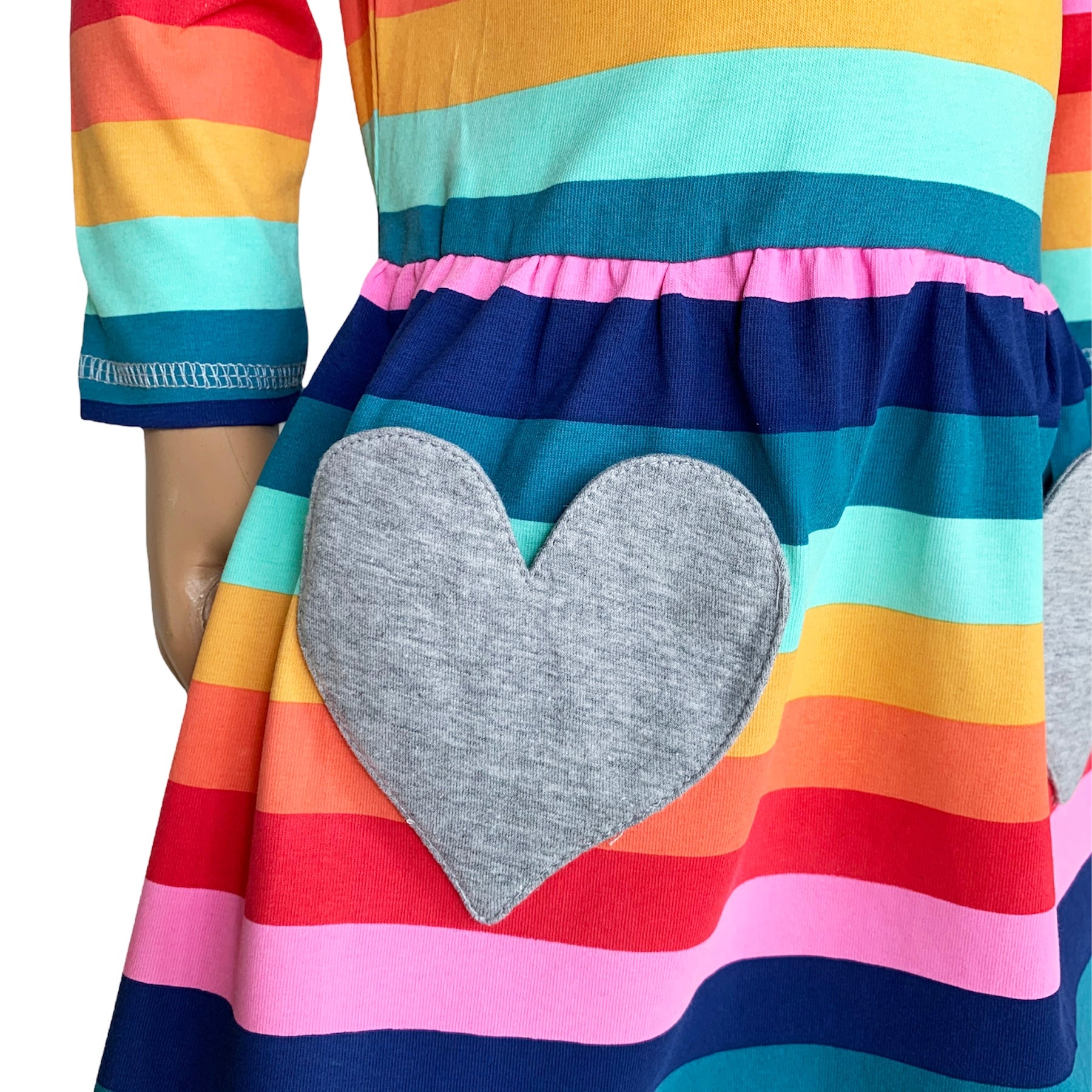 Baby Big Girls Boutique Fall Rainbow Hearts Cotton Winter Dress