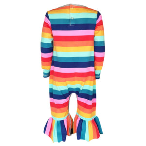 Girls Long Sleeve Rainbow Hearts Baby Toddler Romper One Piece