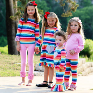 Girls Long Sleeve Rainbow Hearts Baby Toddler Romper One Piece