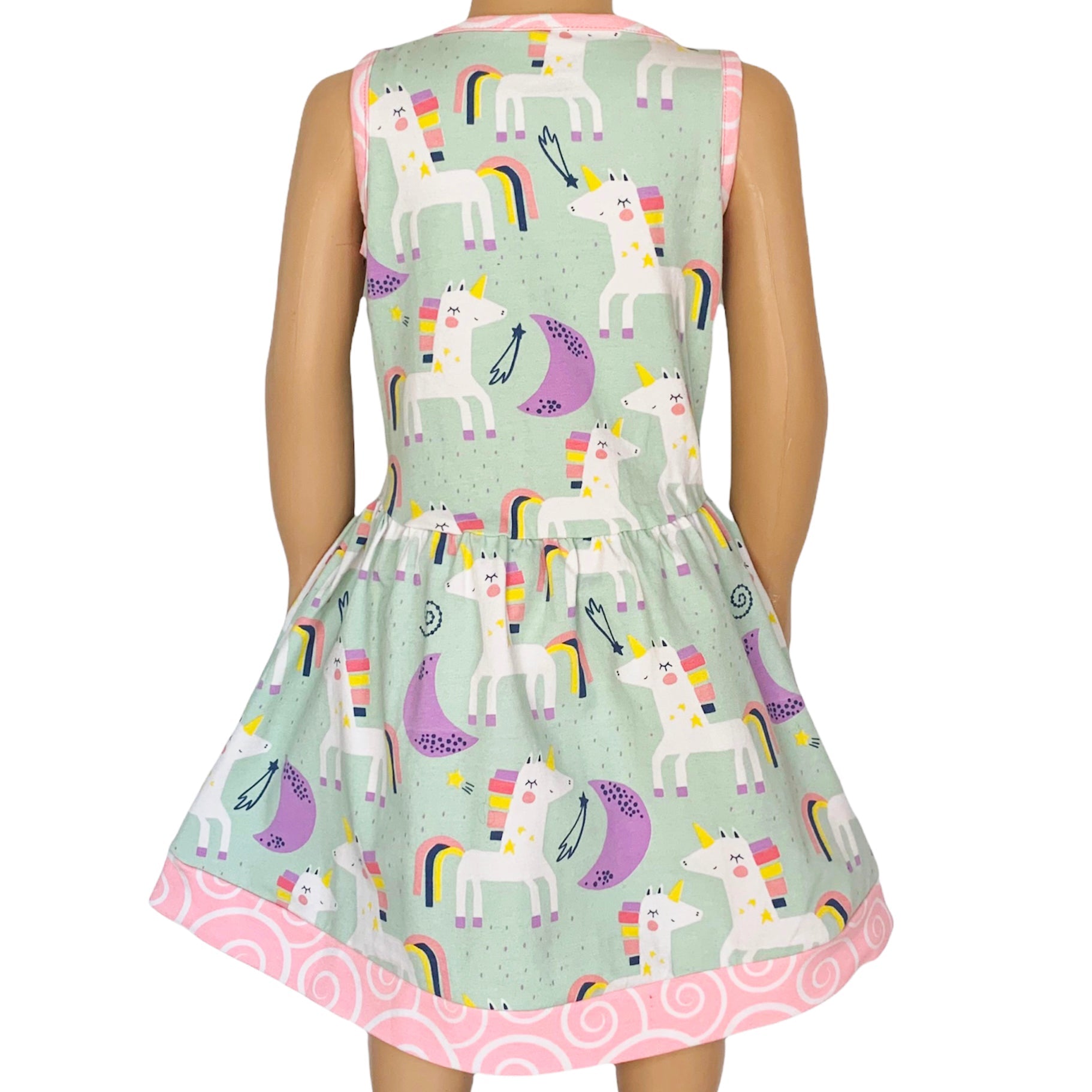 Little & Big Girls Magical Unicorns Rainbows Sleeveless Dress Party Outfit