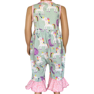 Boutique Baby Girls Unicorn & Rainbow Romper Toddler Jumpsuit