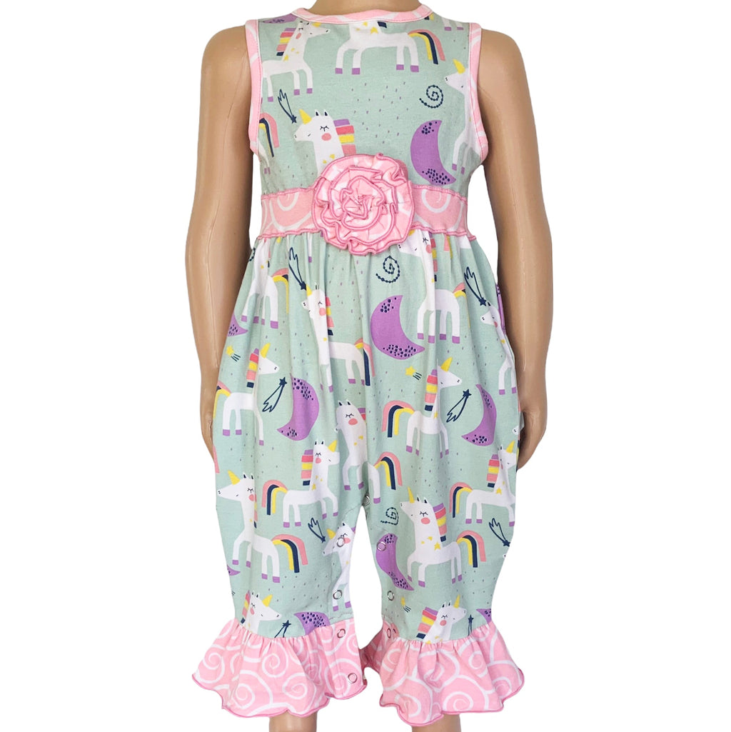 Boutique Baby Girls Unicorn & Rainbow Romper Toddler Jumpsuit - 99fab 