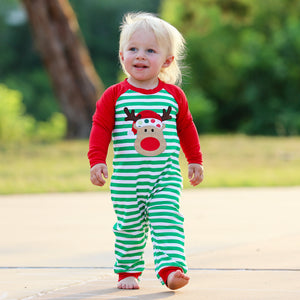 Baby Toddler Boys Unisex Long Sleeve Rudolf the Reindeer Christmas Romper