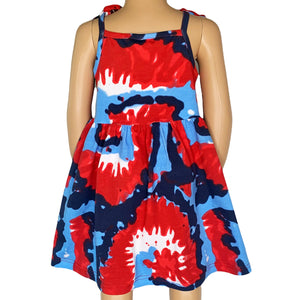 Big Little Girls 4th of July Tie Dye Summer Swing Dress