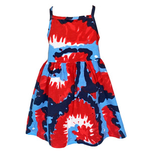 Big Little Girls 4th of July Tie Dye Summer Swing Dress