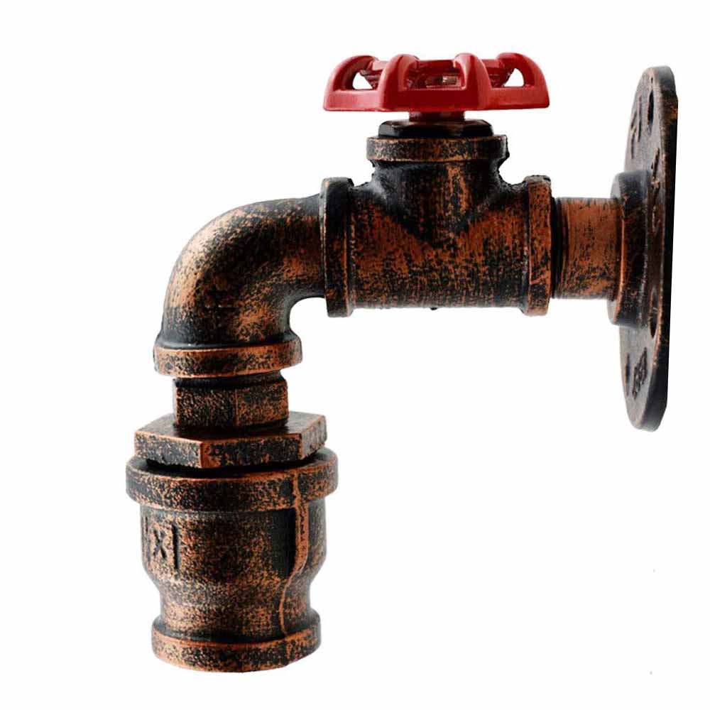 Rustic Red Wall Lights Industrial Metal Water Pipe Wall Lamp~1583-2