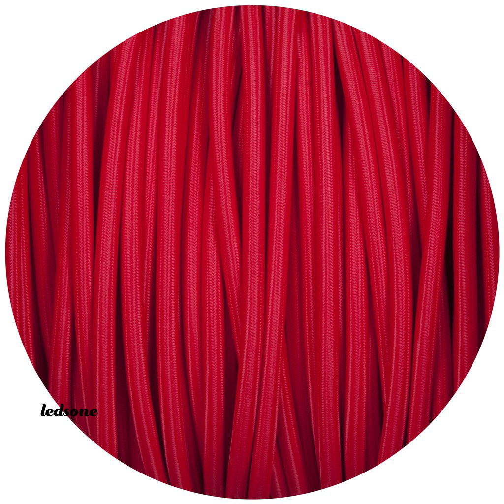 18 Gauge 3 Conductor Round Cloth Covered Wire Braided Light Cord Red~1355-0