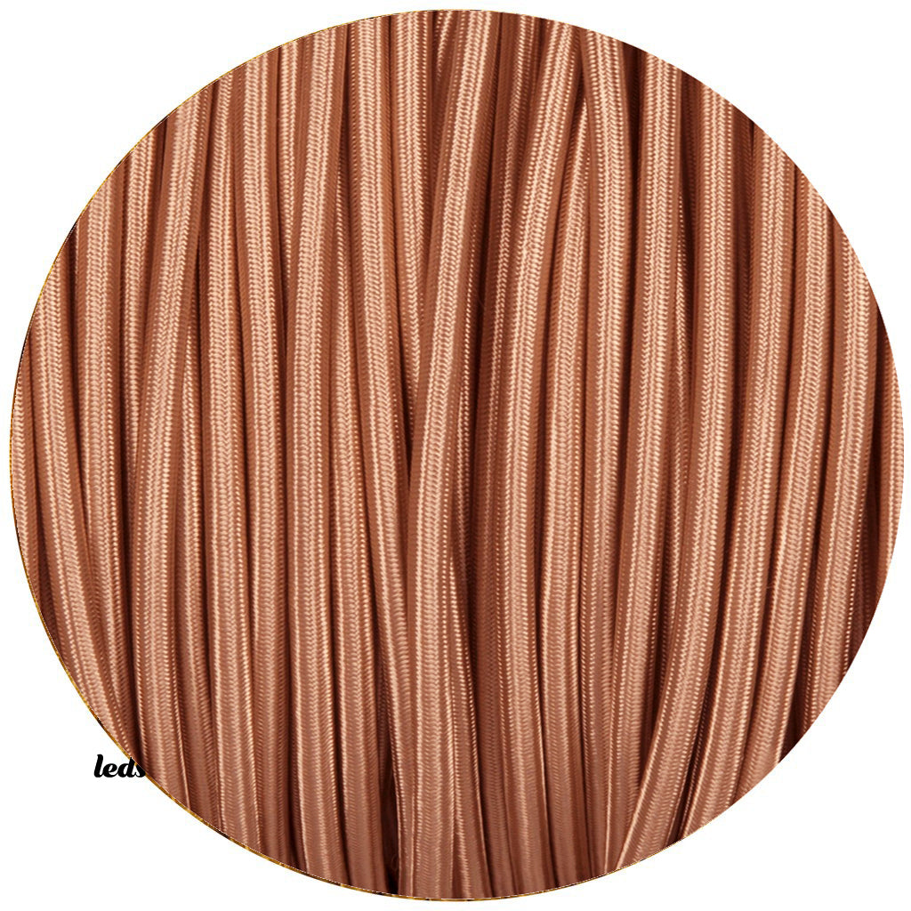 18 Gauge 3 Conductor Round Cloth Covered Wire Braided Light Cord Rose Gold~1352-0