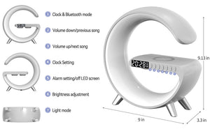 Smart Light Sound Machine Multifunctional Wireless Charger Alarm Clock Bluetooth Speaker APP Control RGB Charging Station