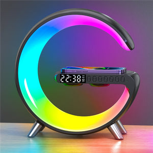 Smart Light Sound Machine Multifunctional Wireless Charger Alarm Clock Bluetooth Speaker APP Control RGB Charging Station