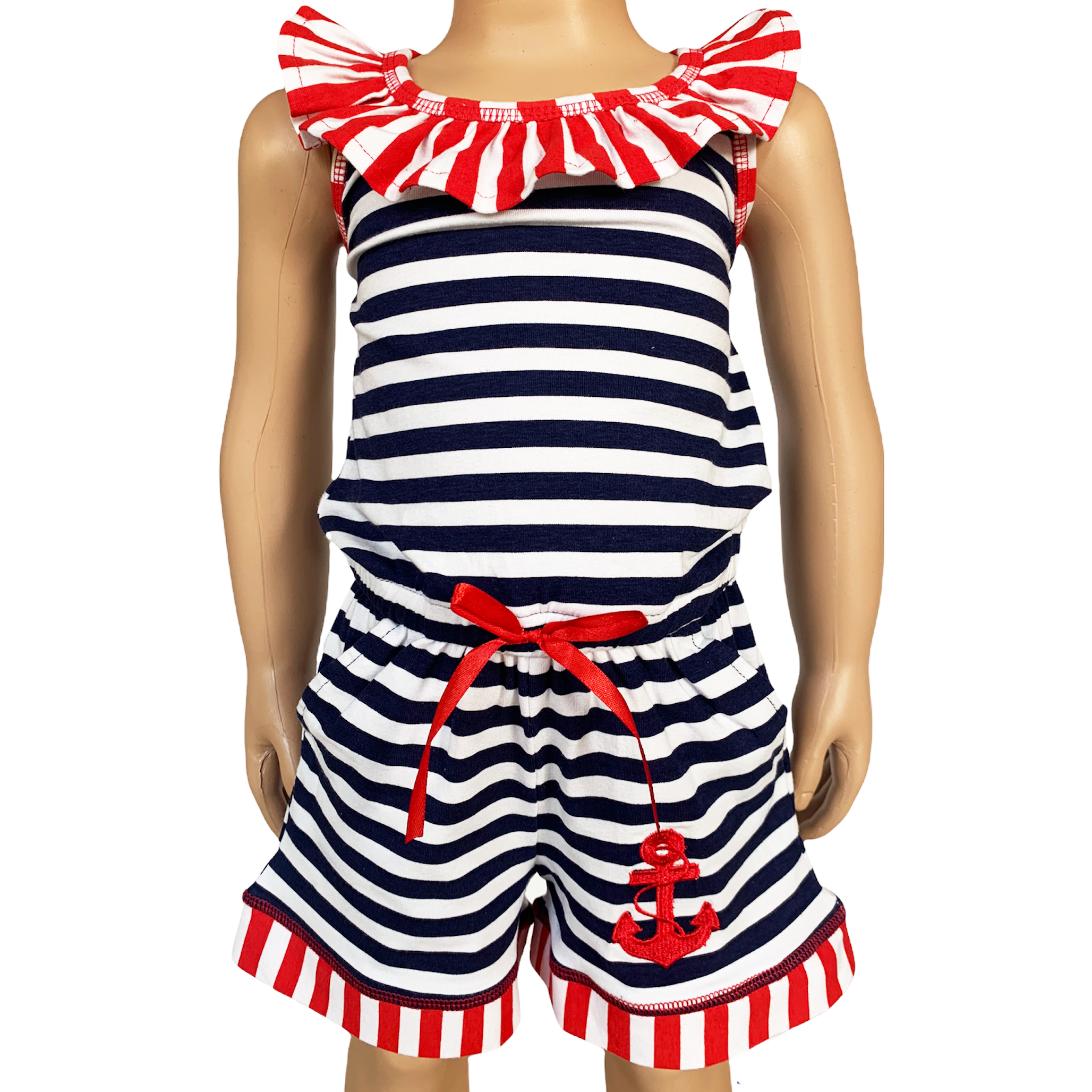 Little Big Girls Anchors Away Nautical Jumpsuit Summer Boutique Clothing