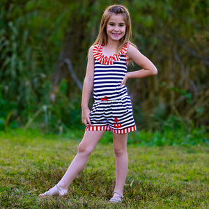 Little Big Girls Anchors Away Nautical Jumpsuit Summer Boutique Clothing