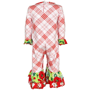 Baby Girls Red & White Santa Romper Outfit One Piece