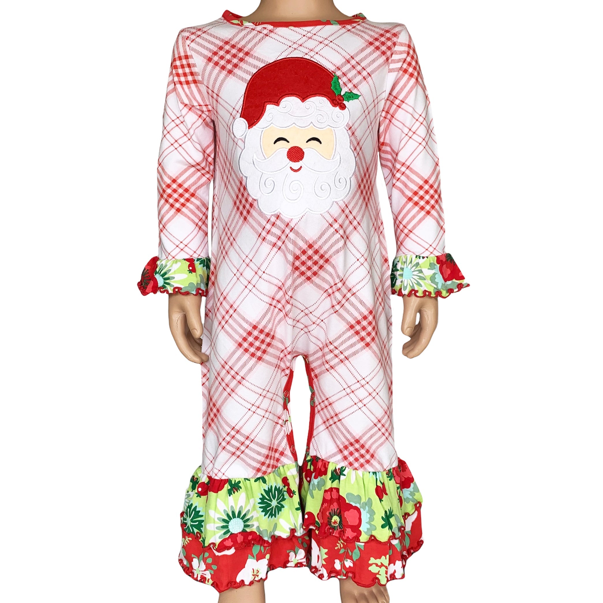 Baby Girls Red & White Santa Romper Outfit One Piece