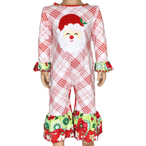 Baby Girls Red & White Santa Romper Outfit One Piece