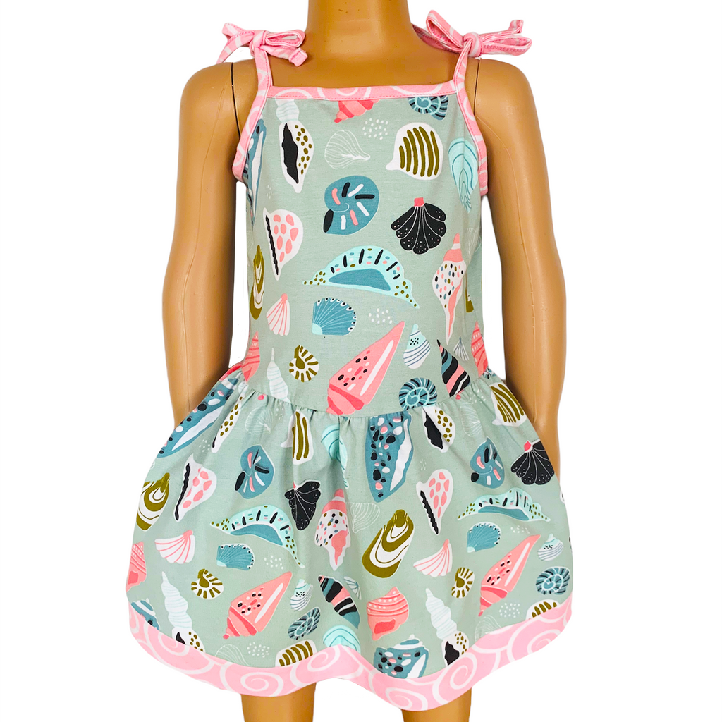Little & Big Girls Seashells Spaghetti Straps Cotton Knit Summer Beach Dress - 99fab 