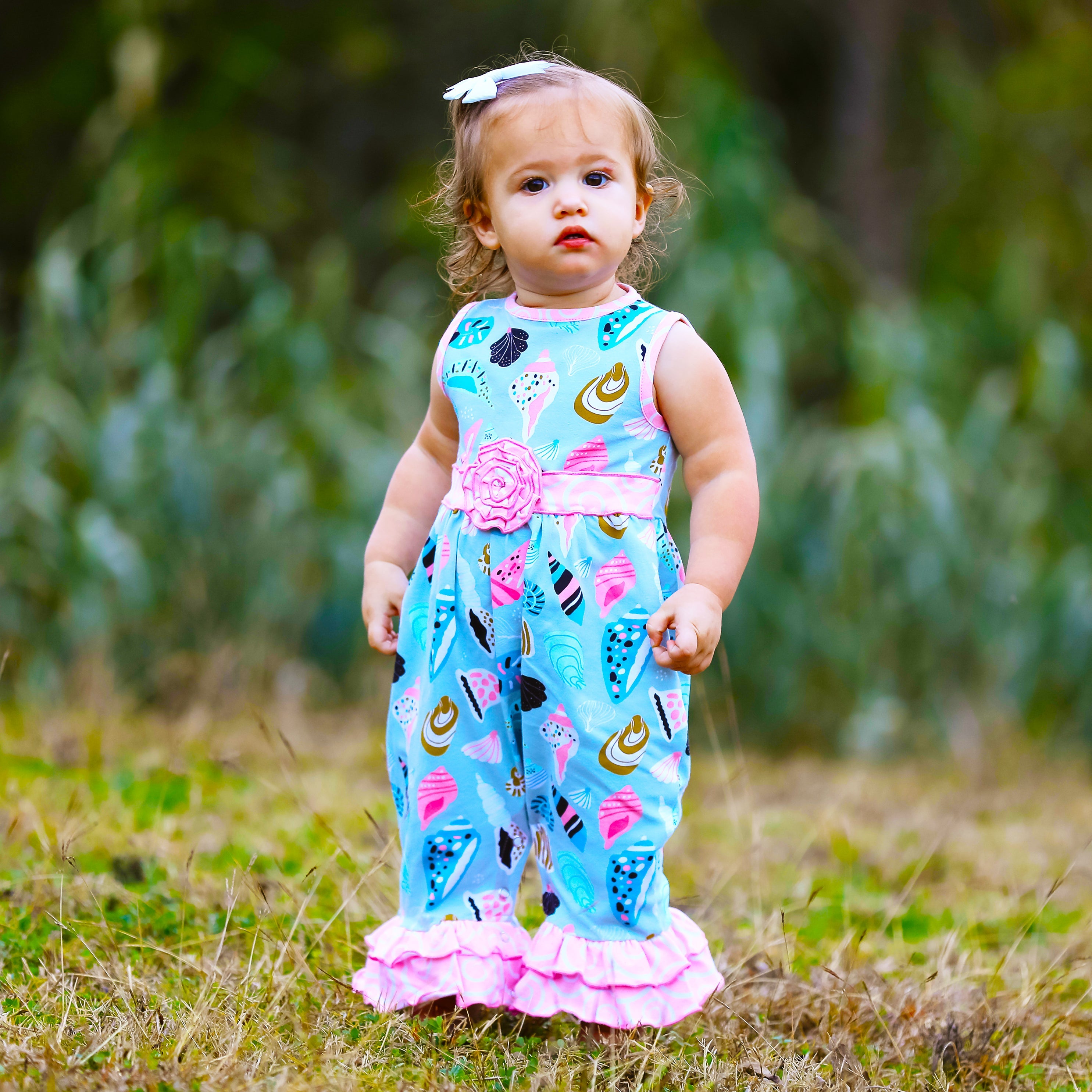 Baby Girls' Boutique Nautical Seashells & Swirl Romper