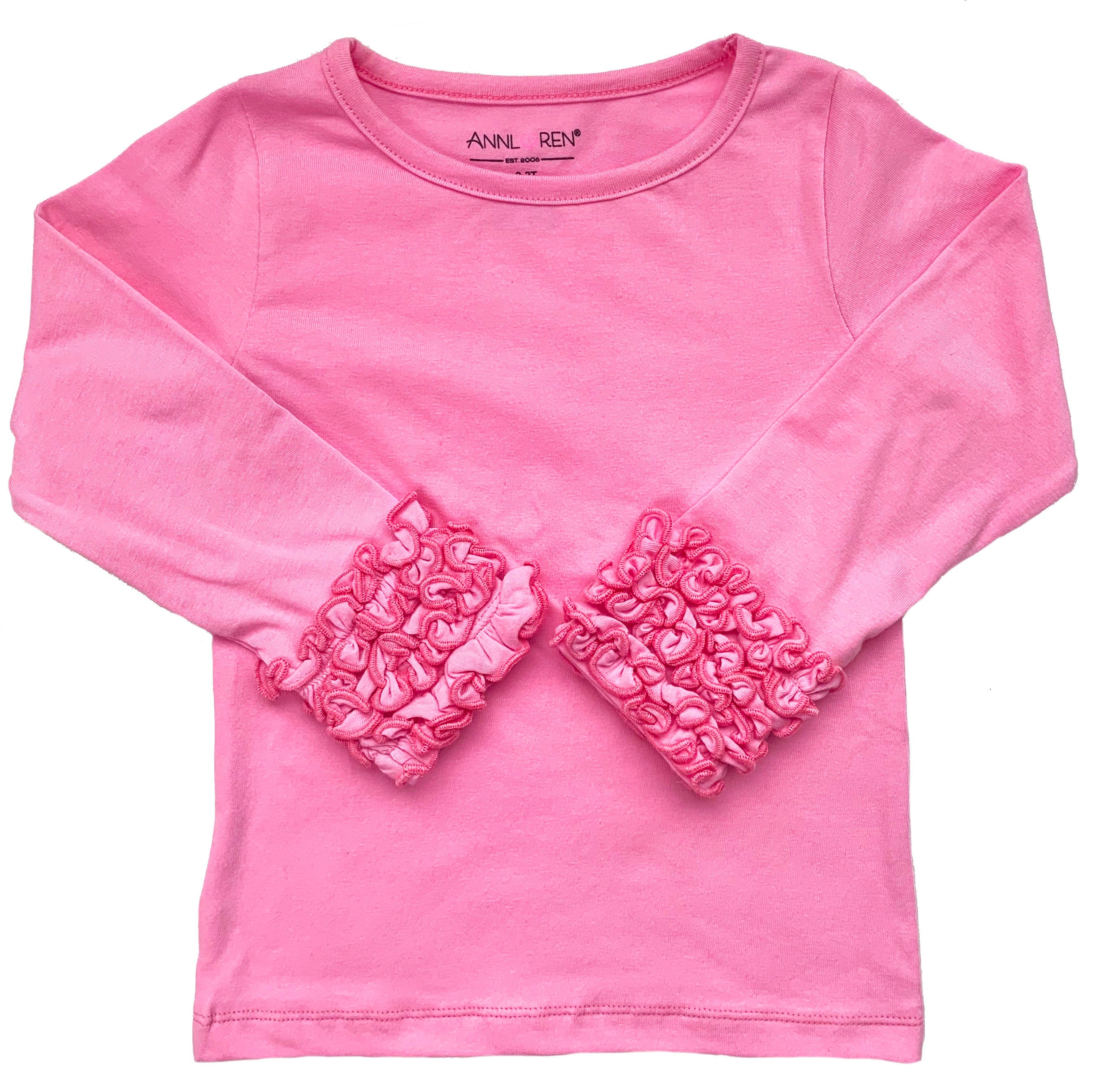 Baby Big Girls Boutique Long Sleeve Dark Pink Ruffle Layering T-shirt