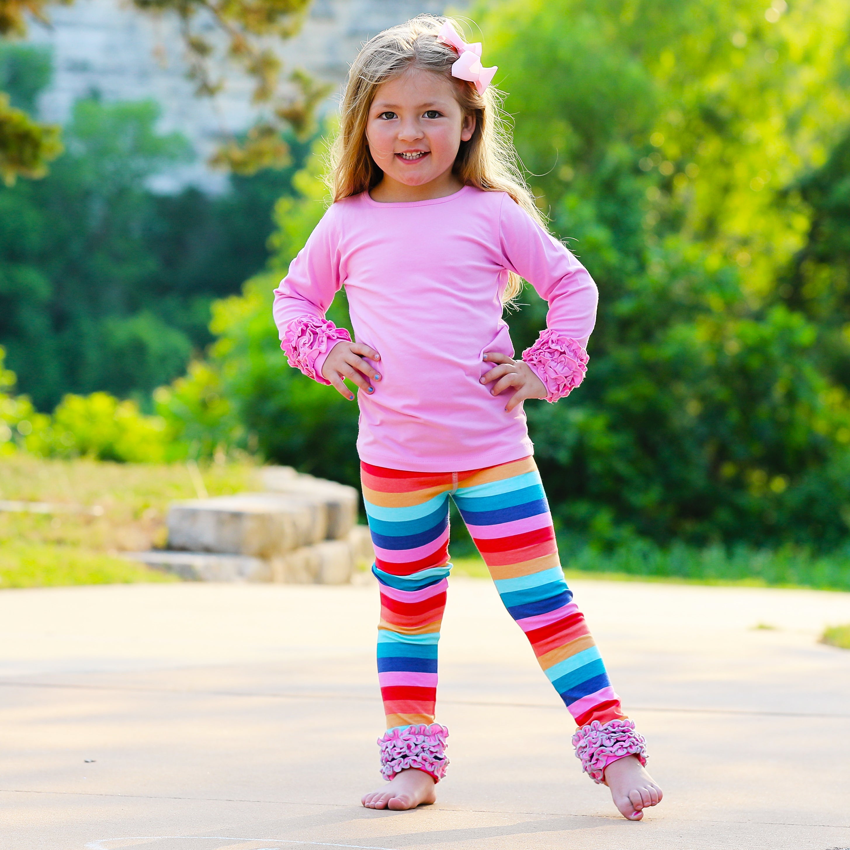 Baby Big Girls Boutique Long Sleeve Dark Pink Ruffle Layering T-shirt