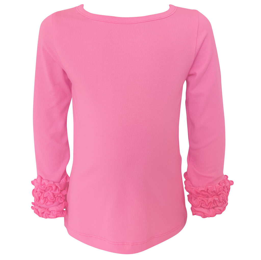 Baby Big Girls Boutique Long Sleeve Dark Pink Ruffle Layering T-shirt - 99fab 