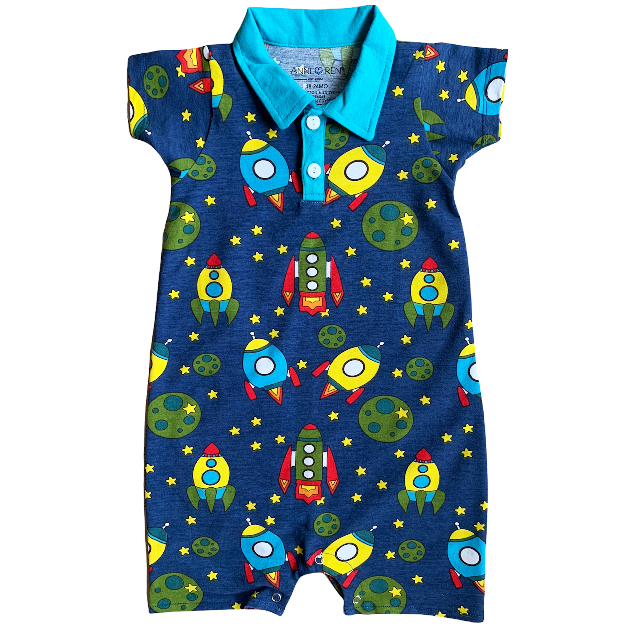 Spaceship short sleeve Collar Baby/Toddler Boys Romper