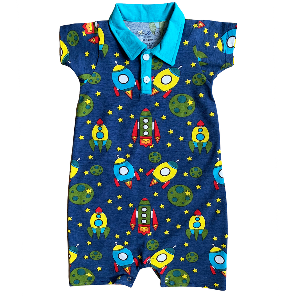 Spaceship short sleeve Collar Baby/Toddler Boys Romper - 99fab 