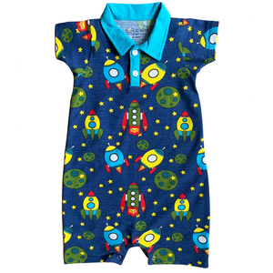 Spaceship short sleeve Collar Baby/Toddler Boys Romper