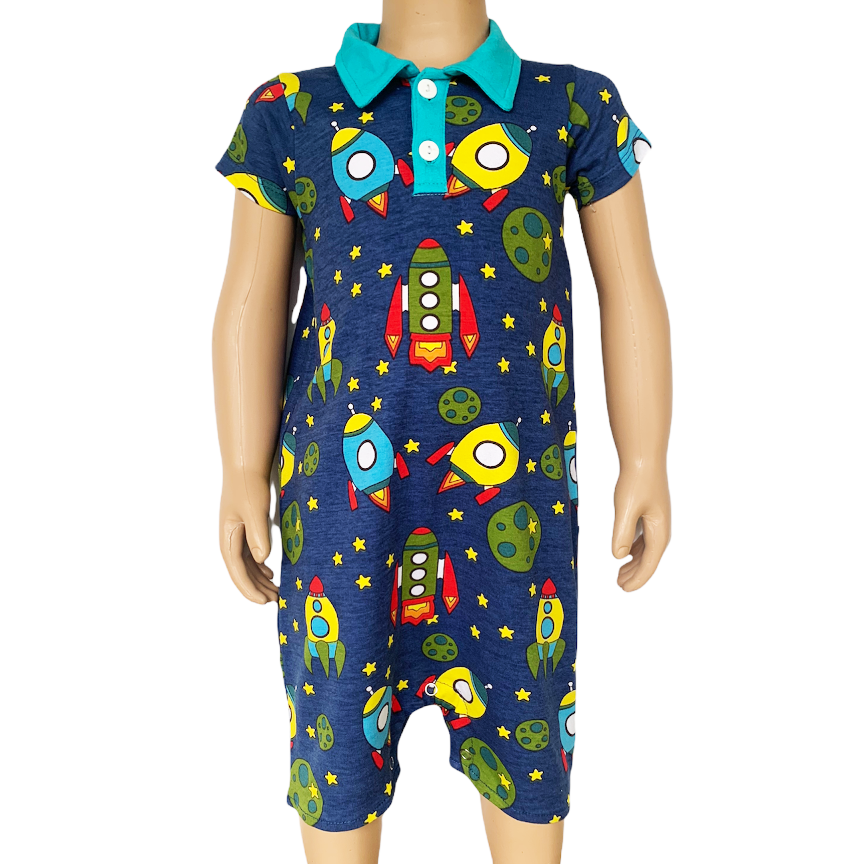 Spaceship short sleeve Collar Baby/Toddler Boys Romper