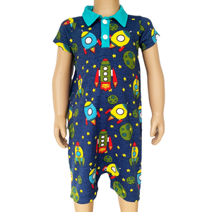 Spaceship short sleeve Collar Baby/Toddler Boys Romper