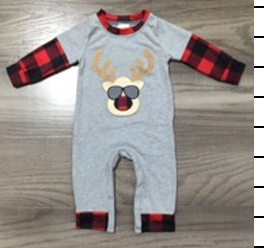 Ltd Baby Boys Holiday Christmas Reindeer Plaid Cotton Romper