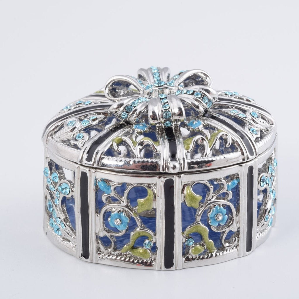 Silver Box with Blue Flowers-0