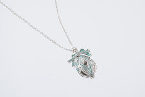 Silver & Light Green Egg Pendant Necklace