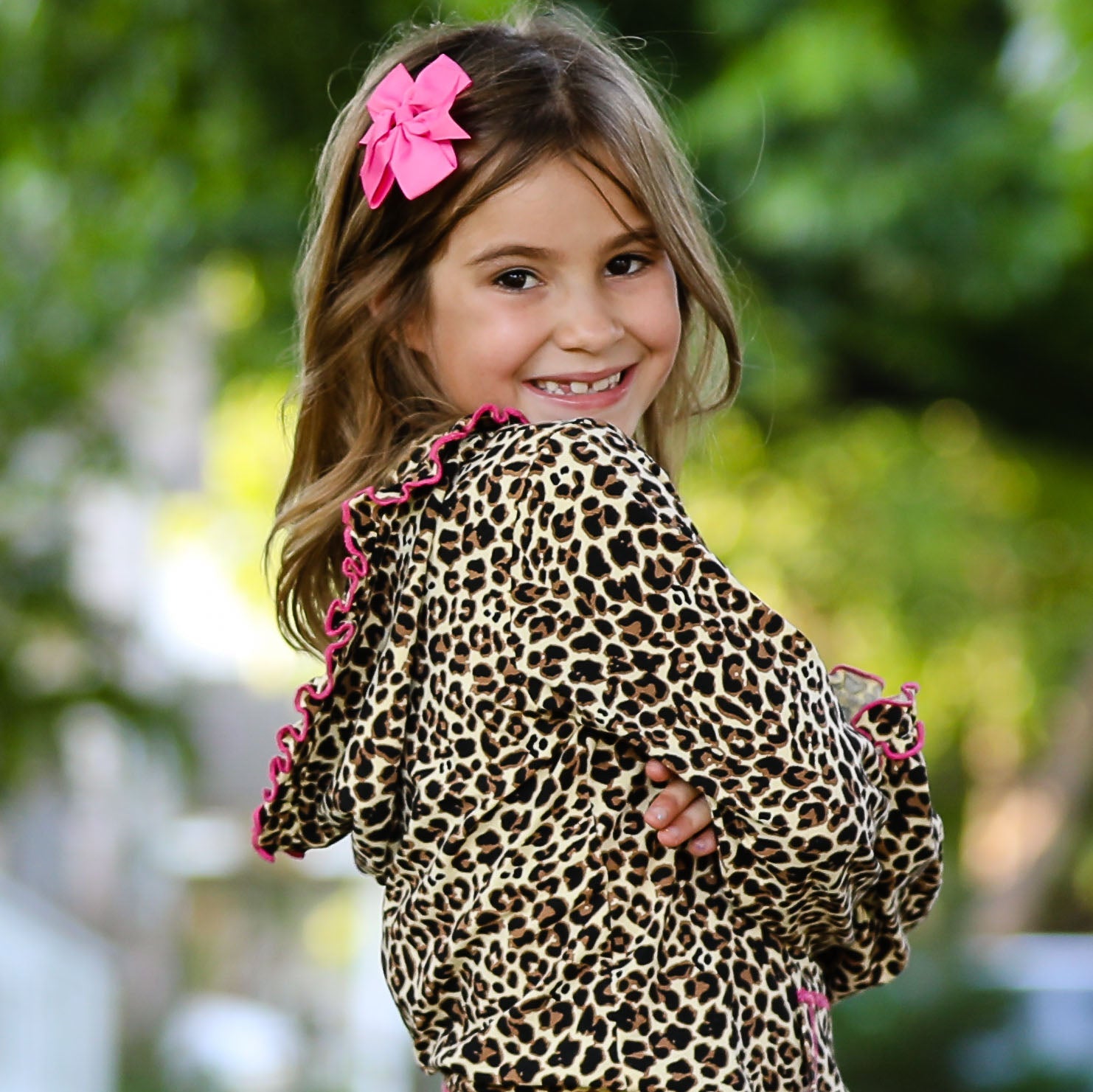 Girls Leopard Ruffle Hoodie 2 Pc Fashion Track Suit