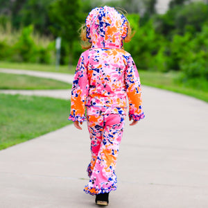 Girls Pink, Orange & Purple Tie Dye Ruffle Hoodie 2 Pc Fashion Track Suit