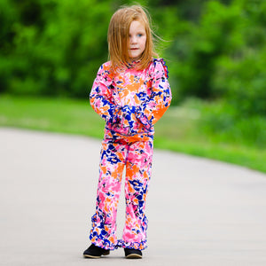 Girls Pink, Orange & Purple Tie Dye Ruffle Hoodie 2 Pc Fashion Track Suit