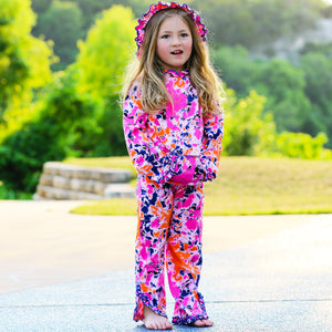 Girls Pink, Orange & Purple Tie Dye Ruffle Hoodie 2 Pc Fashion Track Suit