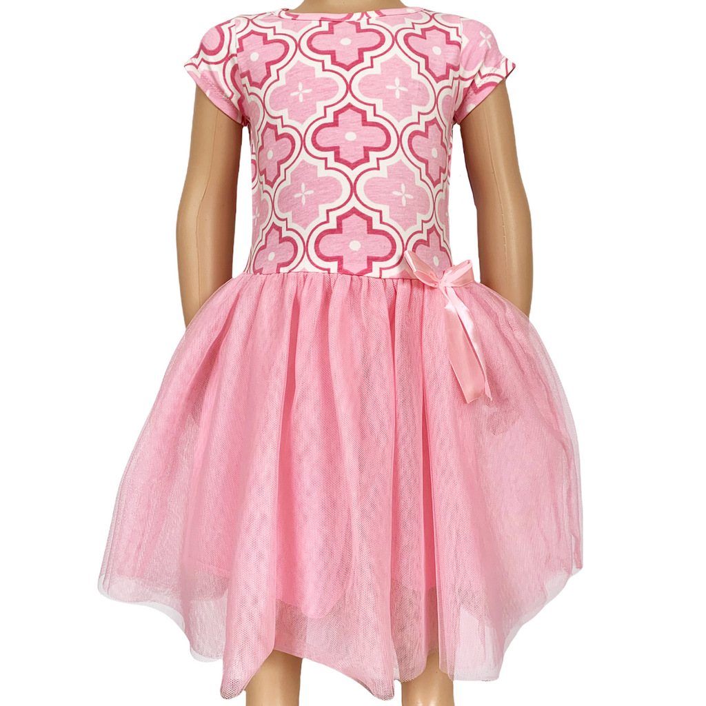 Girls Dress Pink Tulle & Pink Arabesque Easter Party Dress - 99fab 