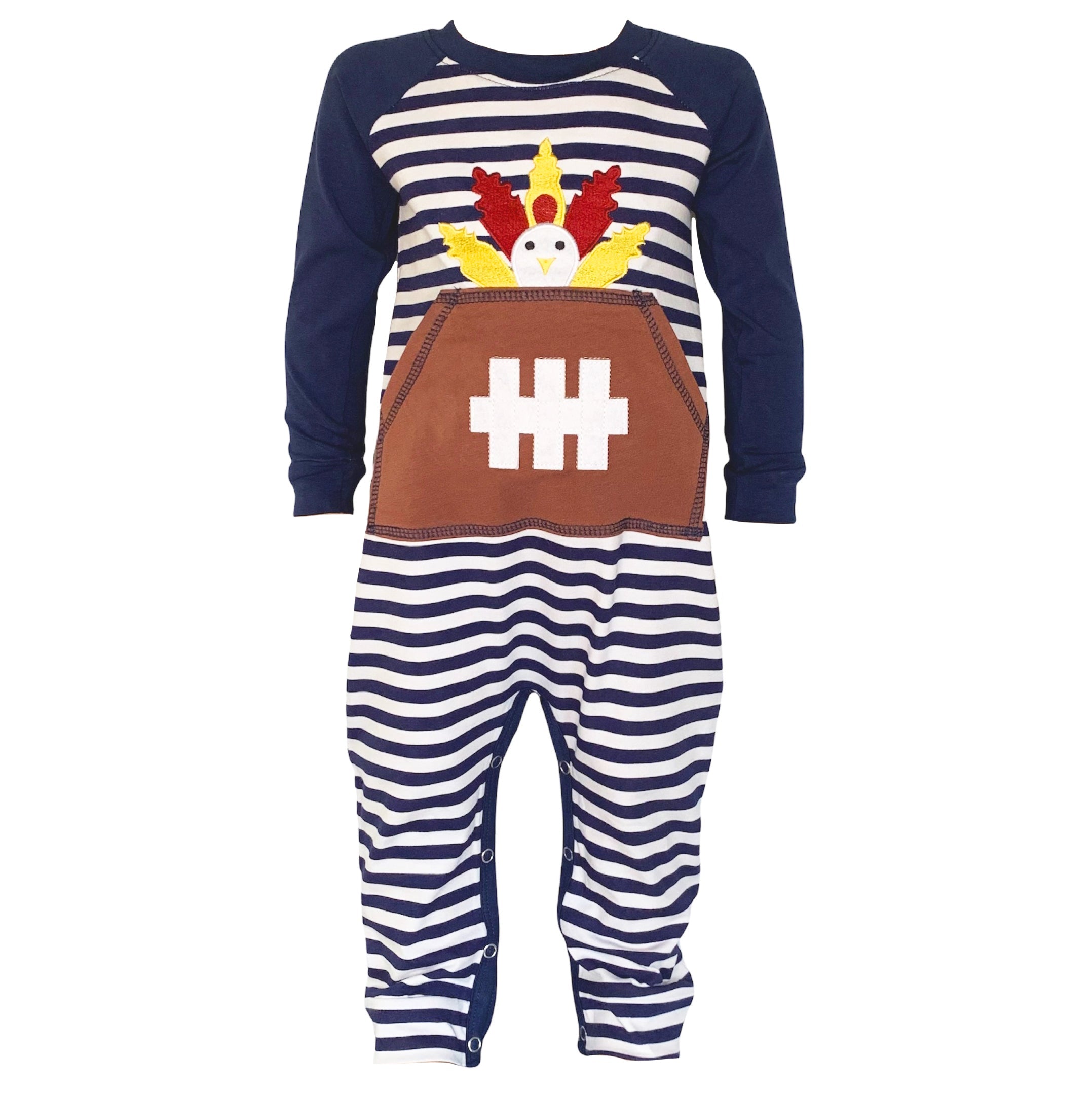 Boys Long Sleeve Turkey Football Baby Toddler Romper One Piece