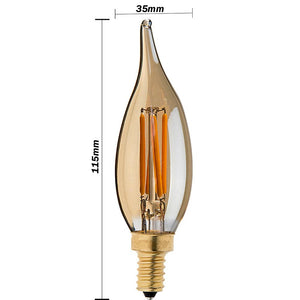 E12 4W C35 LED Candelabra Bulbs 2200K Warm White Dimmable LED Filament Bulb~1041-6