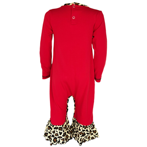 Baby Girls Leopard Valentines Holiday Heart Romper Outfit One Piece