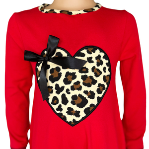 Baby Girls Leopard Valentines Holiday Heart Romper Outfit One Piece