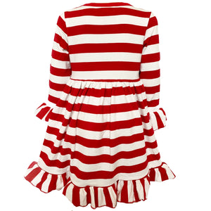 Girls Boutique Red Stripe Christmas Rudolf the Reindeer Swing Dress